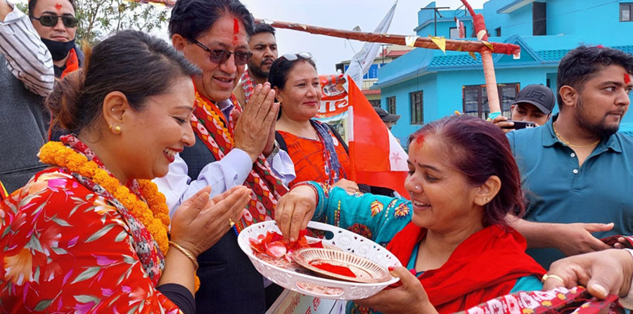 महालक्ष्मी नगरपालिकामा सत्तागठबन्धनको संयुक्त घरदैलो (फोटोफिचरसहित)