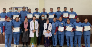 नेपाल मेडिकल कलेजका स्टाफ नर्सहरुलाई लाइफ सपोर्टको तालिम