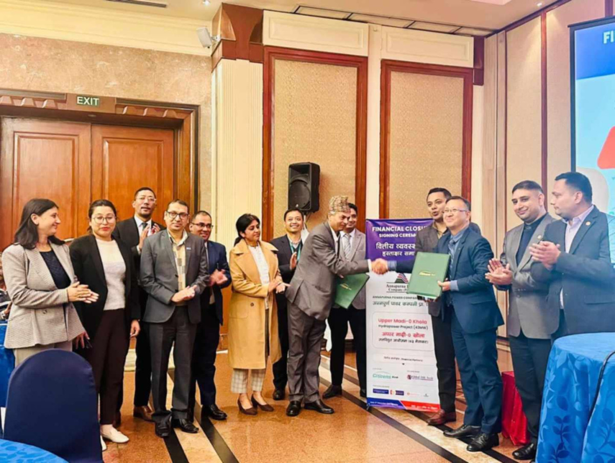 अपर मादी–० खोला आयोजना निर्माणका लागि ६ वटा बैंक र अन्नपूर्ण पावर कम्पनीबीच लगानी सम्झौता